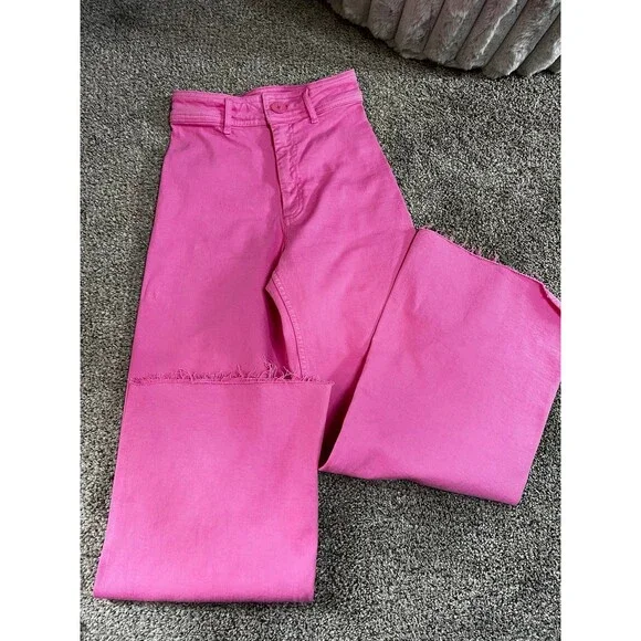 NWOT Zara pink wide leg denim pants 0 - Picture 1 of 4
